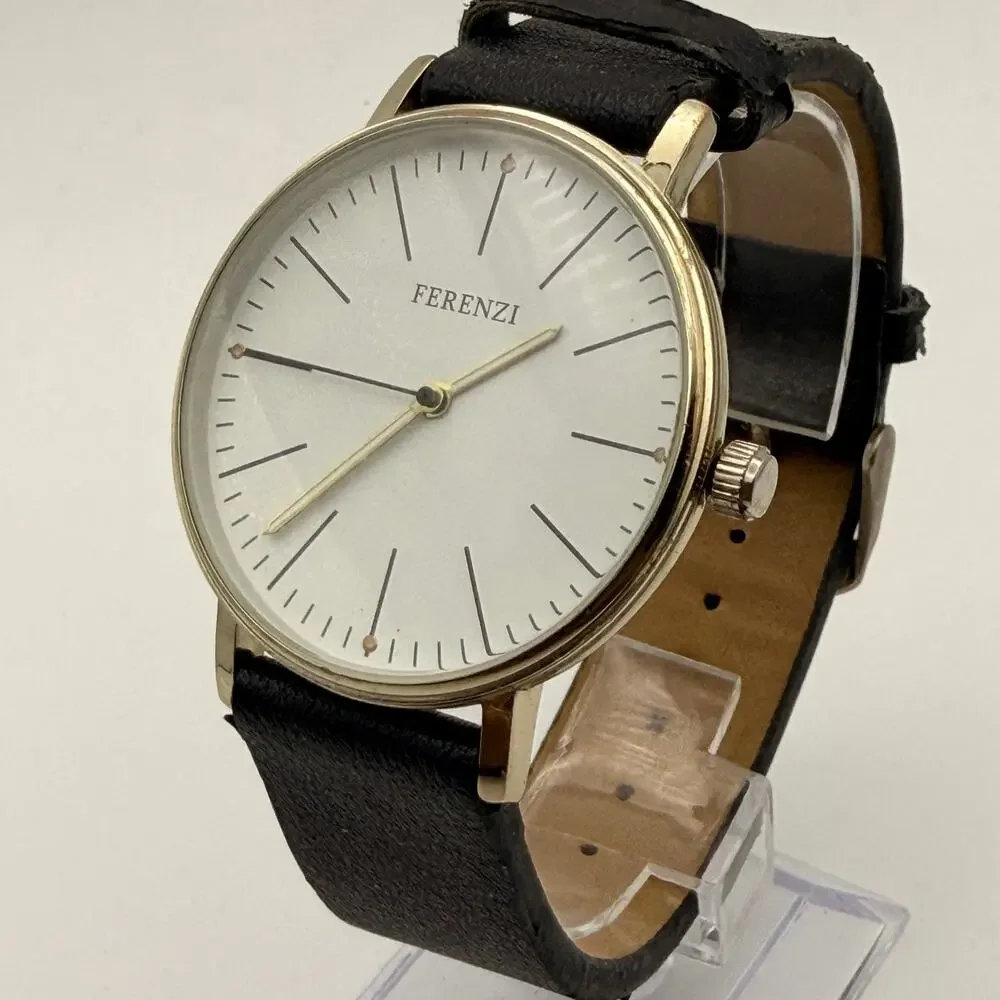 Elegant Ferenzi Marciano Gold Tone & Black Analog Watch Working New Battery